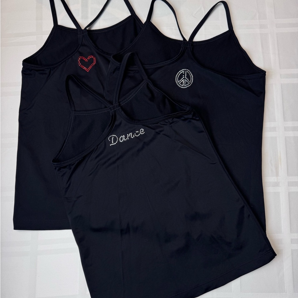Set of 3 Dance Tank Tops with Stone detailing